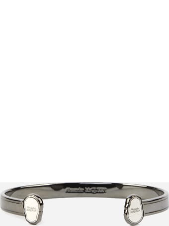 Alexander McQueen Twin Skull Bracelet In Brass