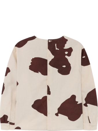 The Animals Observatory Ivory Shirt For Girl With Yellow Logo
