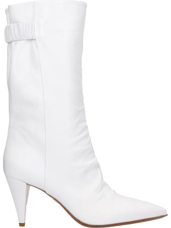 Strategia High Heels Ankle Boots In White Leather