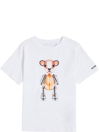 Burberry White Jersey Tee With Print