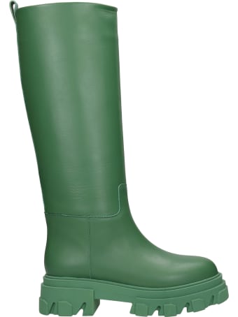 Gia X Pernille Teisbaek Perni 07 Low Heels Boots In Green Leather
