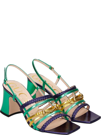Gucci Sandals In Green Leather