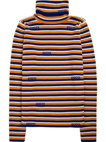 Gucci Striped Orange And Blue Wool Sweater