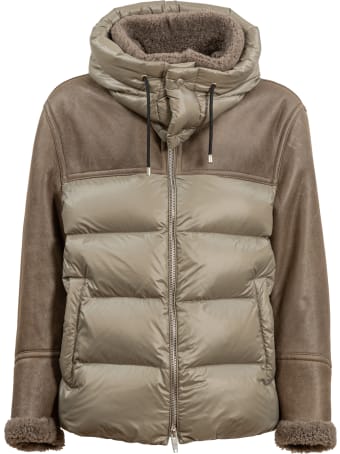 DROMe sheepskin and nylon down jacket