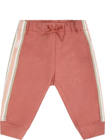 Chloé Brick Sweatpants For Babygirl With Logo