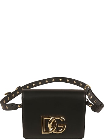 Dolce & Gabbana Studded Strap Logo Shoulder Bag