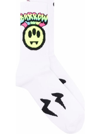 Barrow White Cotton Socks With Logo