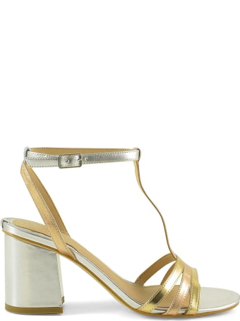 Guess Silver And Gold Laminated Leather Sandals