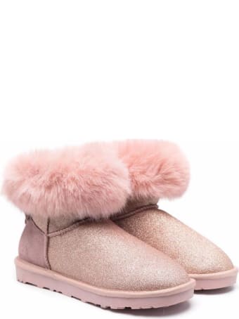 Monnalisa Pink Glittered Leather Boots