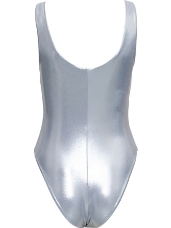 Saint Laurent Body In Laminated Silver-colored Jersey