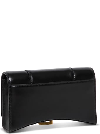 Balenciaga Hour Wallet W/chainin Shiny Box Calf Ag