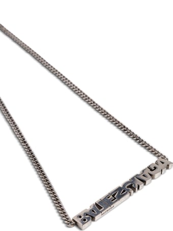 Balenciaga Typo Turn Silver Brass Necklace