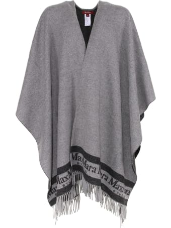 Max Mara Poncho In Grey Wool