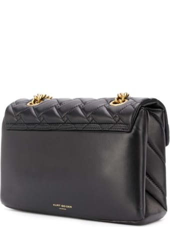 Kurt Geiger Kensington Black Leather Crossbody Bag With Logo