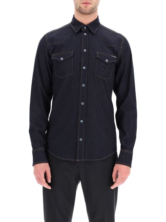 Dolce & Gabbana Denim Shirt With Embossed Logo