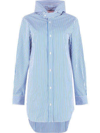 Plan C Hooded Striped Cotton Shirt