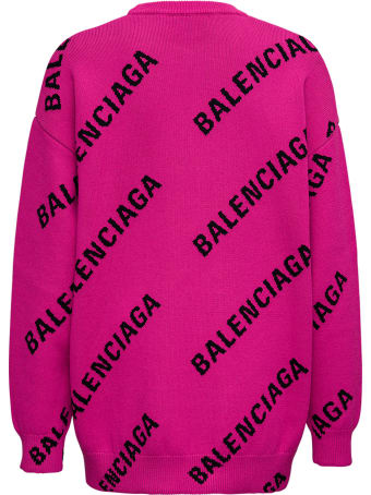 Balenciaga Wool And Cotton Sweater With Allover Logo