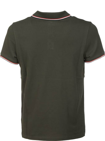 Moncler Stripe Trim Logo Patched Polo Shirt