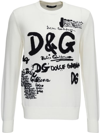 Dolce & Gabbana Long-sleeved Wool Sweater With Graffiti Print