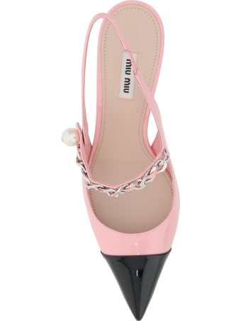 Miu Miu Chain Pearl Slingback Pumps
