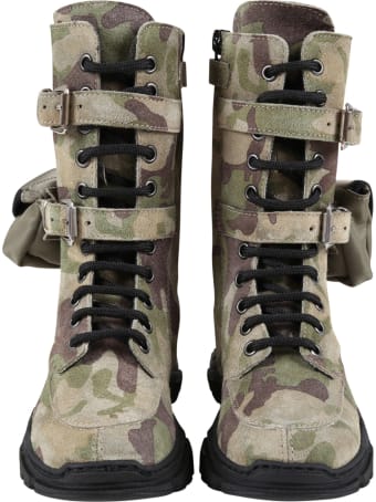 Gallucci Green Boots For Kids With Pocket