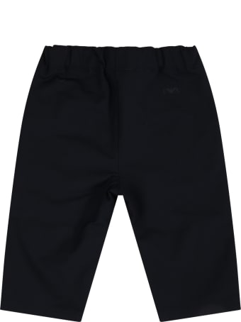 Armani Collezioni Blue Pants For Babykids With Logo
