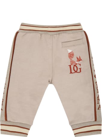 Dolce & Gabbana Beige Sweatpant For Babykids With Fox