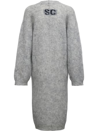SEMICOUTURE Evelyne Long Cardigan In Mohair Blend With Logo