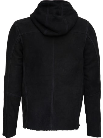 Giorgio Brato Black Leather Hooded Jacket