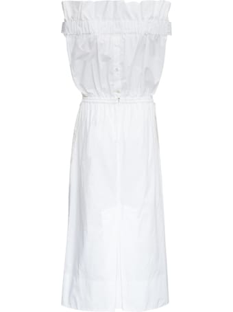 Patou White Cotton Poplin Dress With Bow