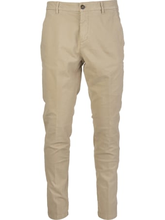 Cruna Marais Slim Fit Trousers In Beige Stretch Cotton Gabardine
