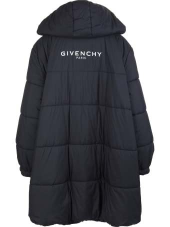 Givenchy Woman Black Flared Down Jacket With Givenchy Logo