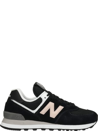 New Balance 574 Sneakers In Black Suede And Fabric