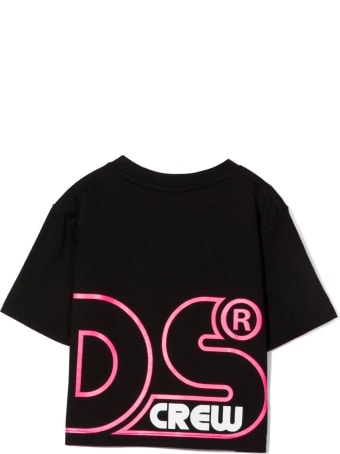 GCDS Black Cotton Cropped T-shirt