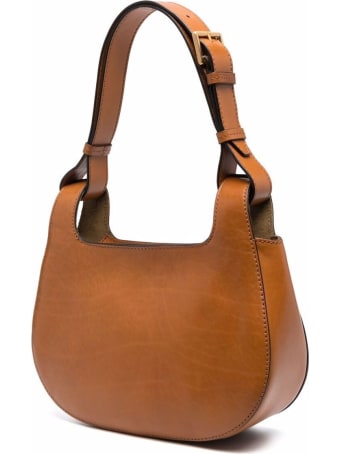 The Bridge Lucia Shoulder Bag In Brown Leather With Logo