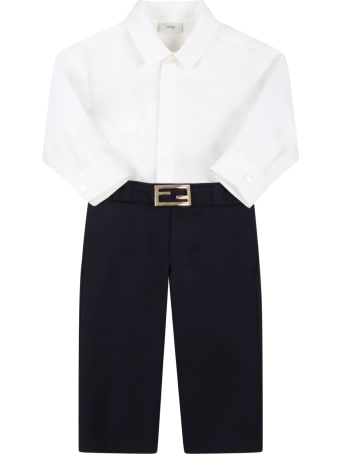 Fendi Multicolor Suit For Baby Boy With Logo