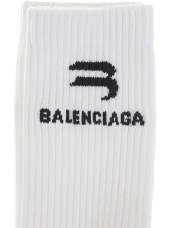 Balenciaga Woman White Sporty B Socks