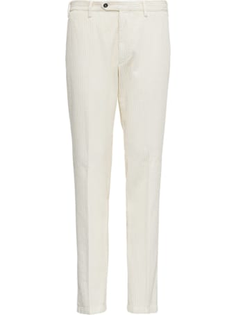 Lardini White Velvet Tailored Trousers