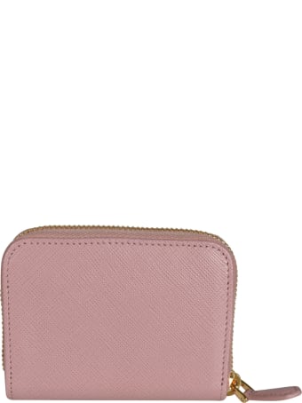 Prada Zip-around Metal Plaque Coin Purse