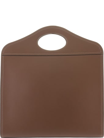 Burberry Medium Pocket Bag In Leather With Stitching