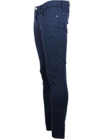 Jeckerson 5-pocket Trousers In Stretch Textured Cotton With Zip With Slim Fit