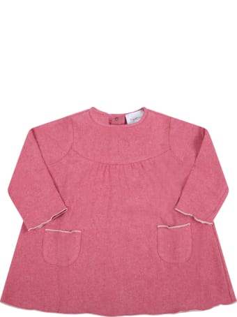 Le Petit Coco Pink Dress For Baby Girl With White Profiles