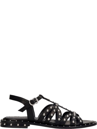 Pedro Miralles Flats In Black Leather