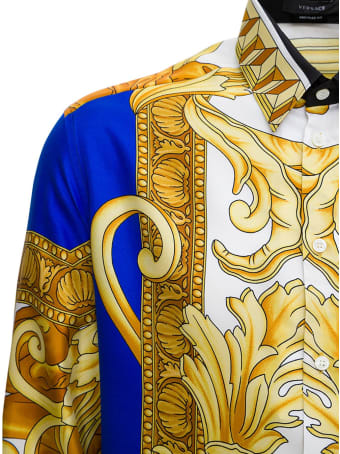 Versace Camicie Tessuto Twill Di Seta Stampa Medusa Renaissance