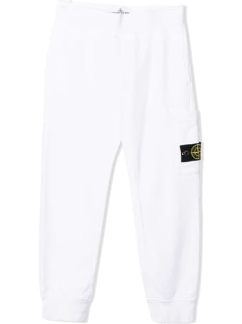 Stone Island White Cotton Track Pants
