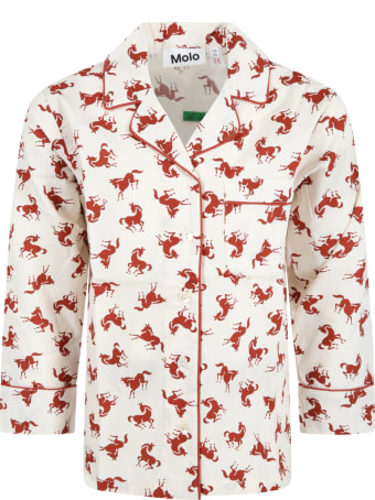 Molo Ivory Pajamas For Kids With Small Horses