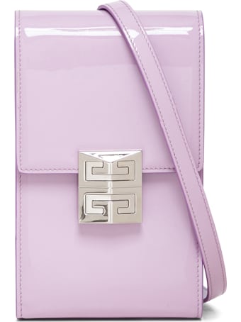 Givenchy Vertical 4g Crossbody Bag In Lilac Patent Leather