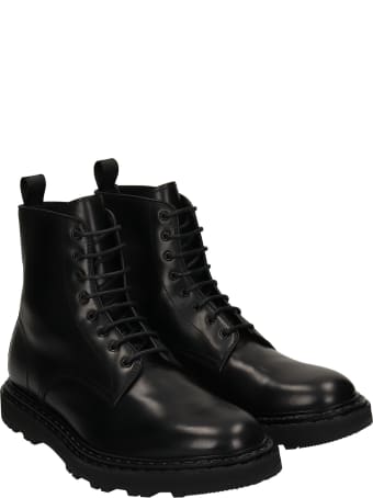 Officine Creative Lydon 004 Combat Boots In Black Leather