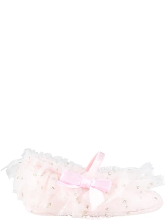 Monnalisa Pink Ballerinas For Baby Girl With Polka-dots