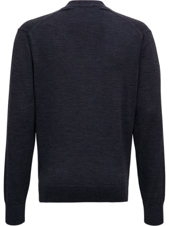 Maison Kitsuné Black Wool Cardigan With Front Patch